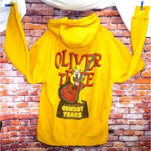 Men’s Cowboy Tears Oliver Tree Tour Merch Yellow Hoodie Sweatshirt Size Large